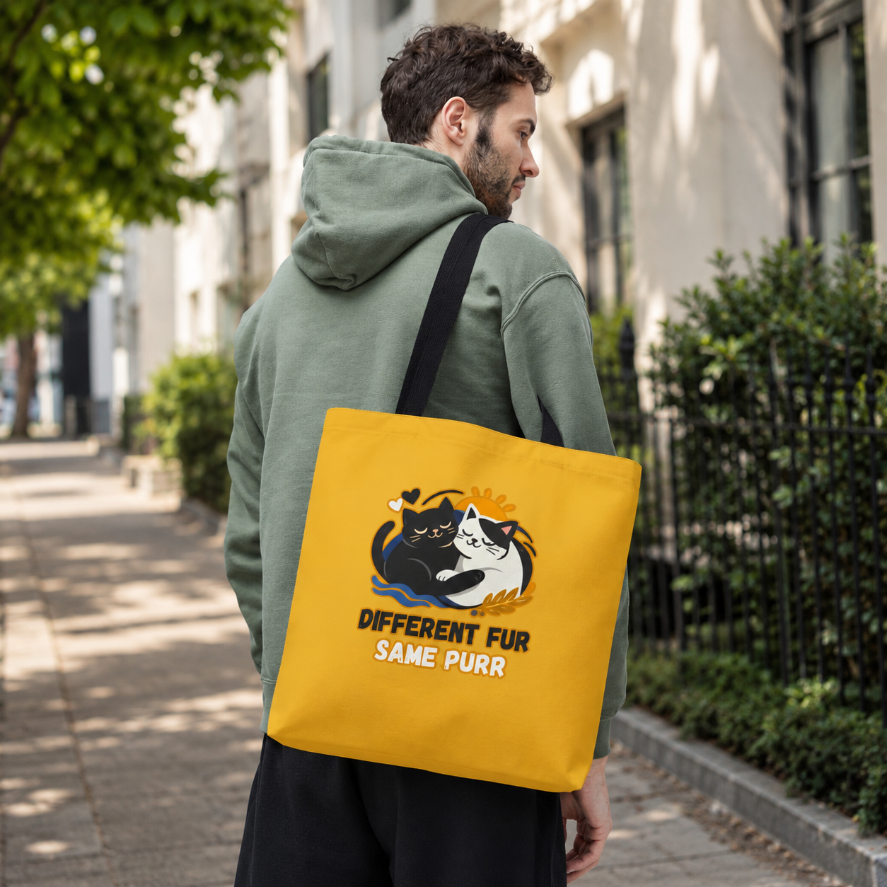 Different Fur, Same Purr Cat Tote Bag – Cozy Friendship Market Bag