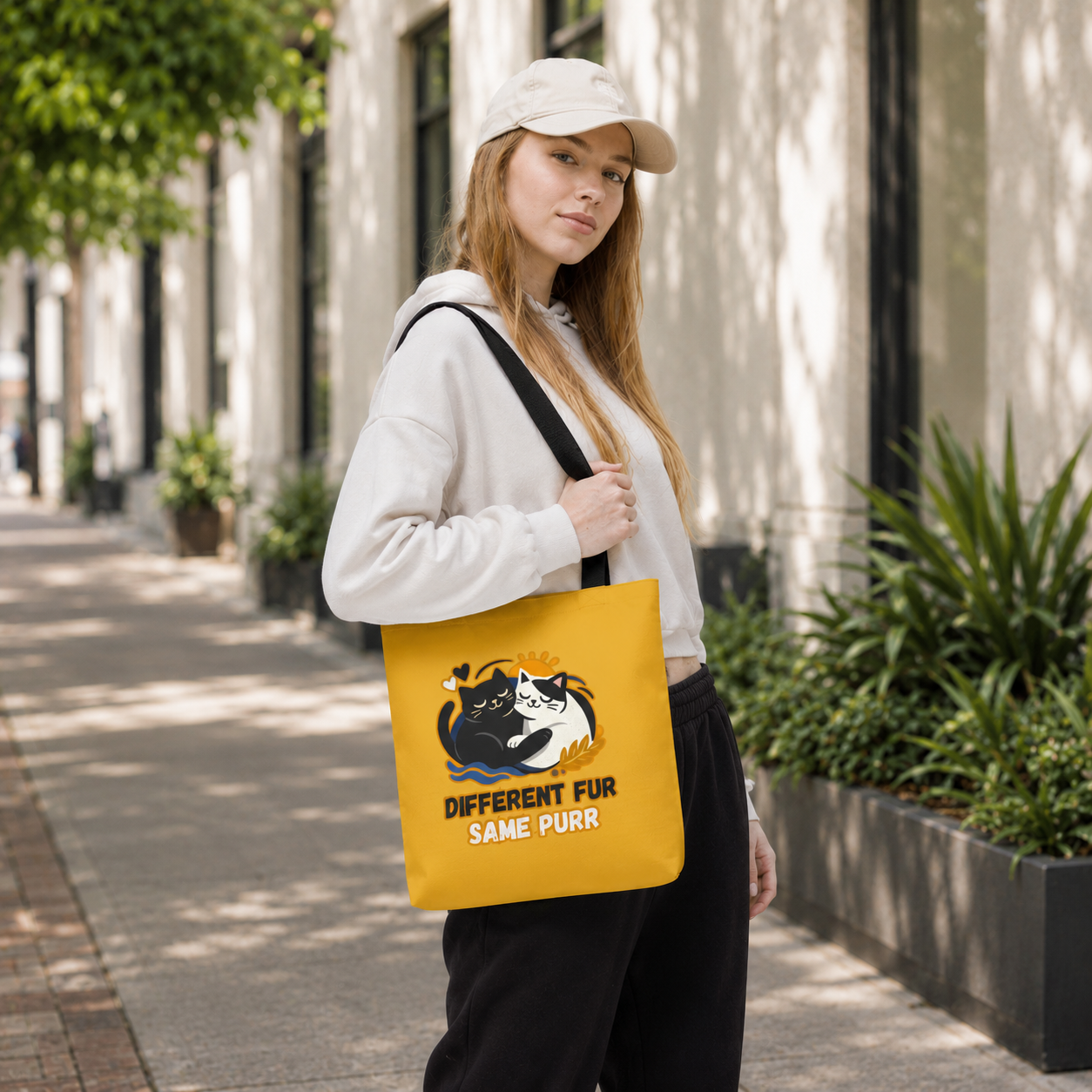 Different Fur, Same Purr Cat Tote Bag – Cozy Friendship Market Bag