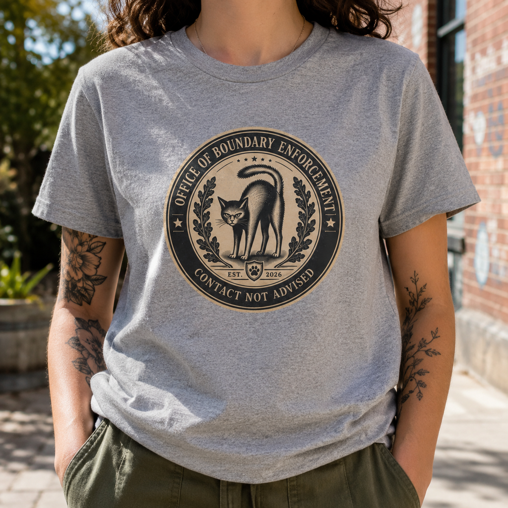 Office of Boundary Enforcement T-Shirt | Funny Cat Personal Space Tee