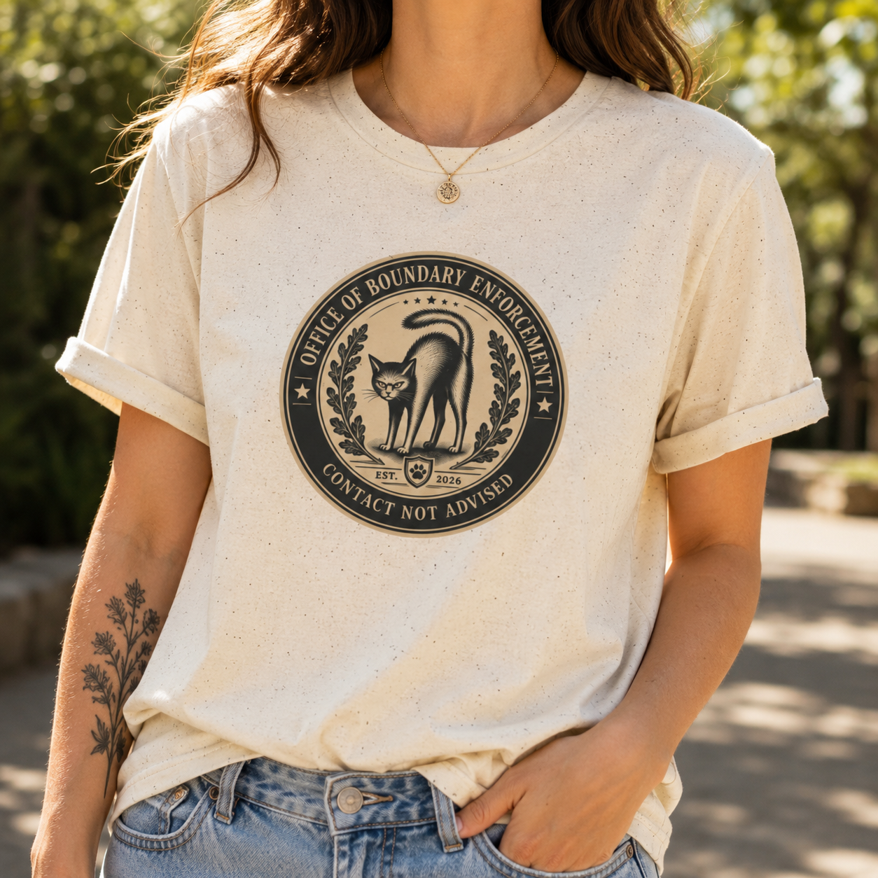 Office of Boundary Enforcement T-Shirt | Funny Cat Personal Space Tee