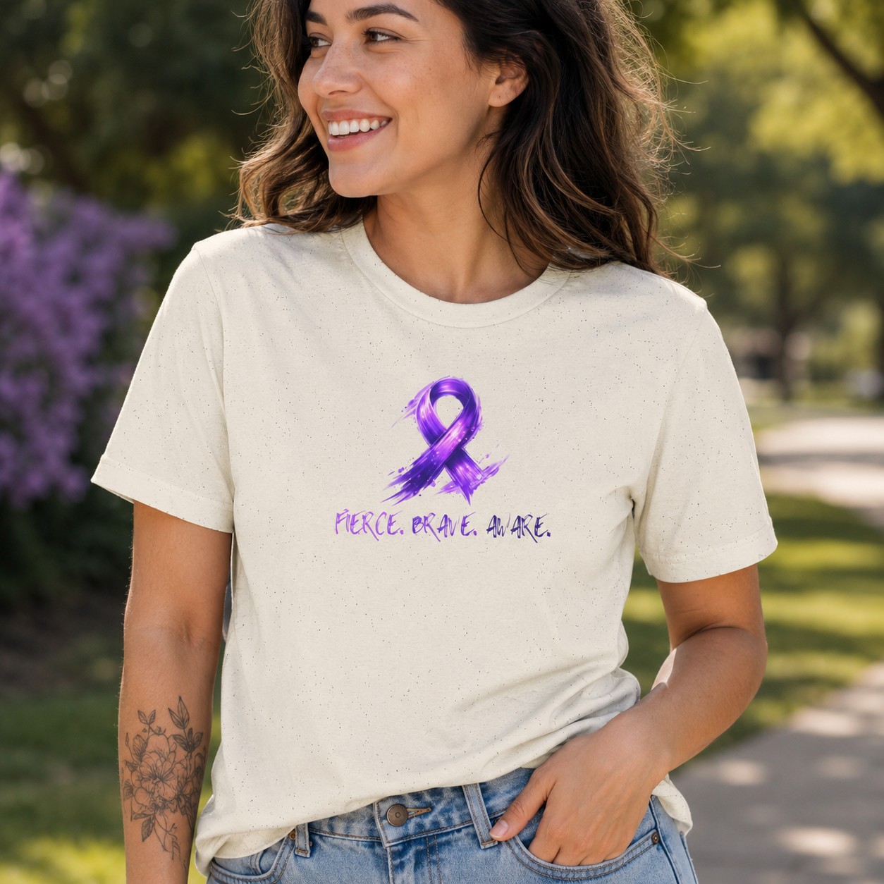 Fierce. Brave. Aware. Purple Ribbon Epilepsy Awareness T-Shirt