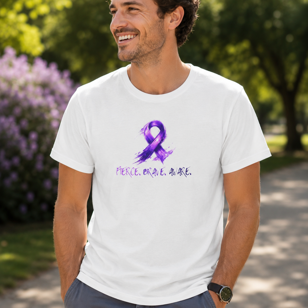 Fierce. Brave. Aware. Purple Ribbon Epilepsy Awareness T-Shirt