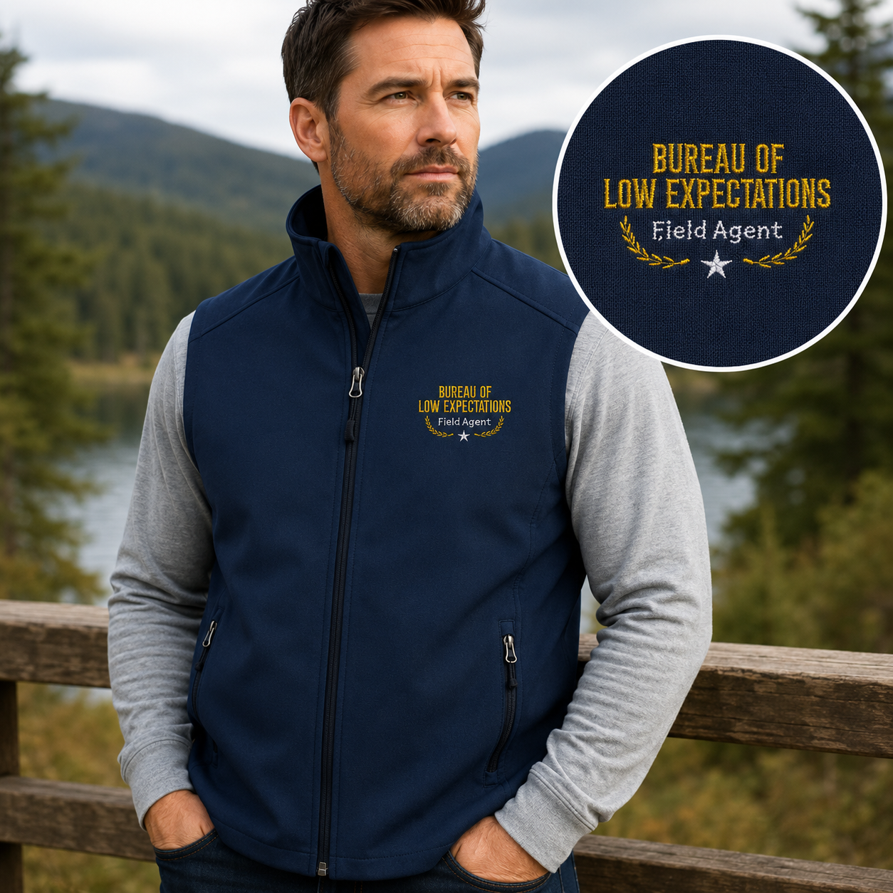 Bureau of Low Expectations Field Agent Men's Soft Shell Vest