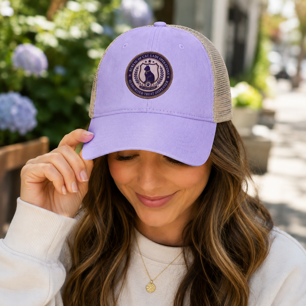 Bureau of Cat Lady Operations Ponytail Mesh Back Dad Cap