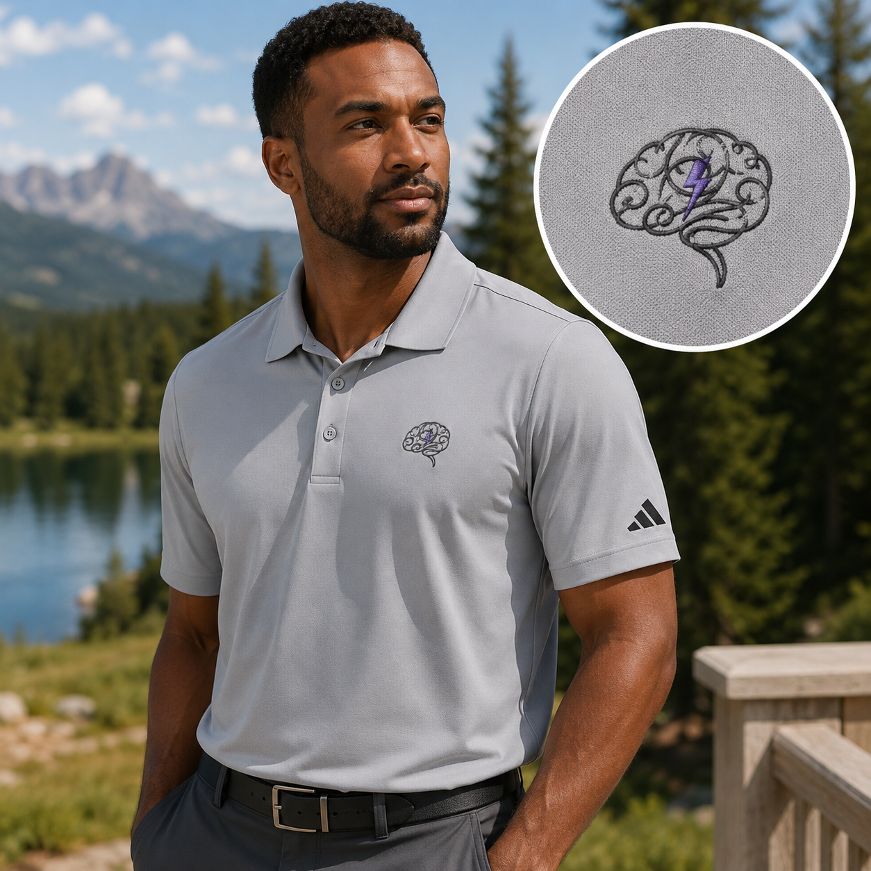 Brain Static Performance Polo | Epilepsy Awareness adidas® Polo