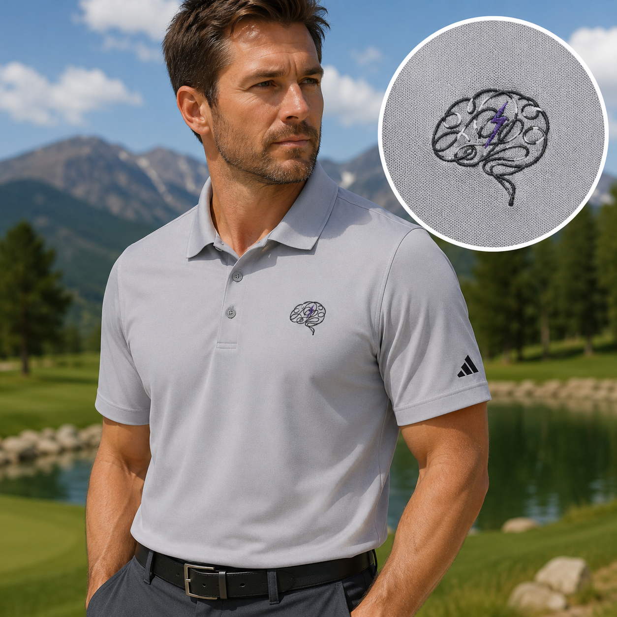 Brain Static Performance Polo | Epilepsy Awareness adidas® Polo