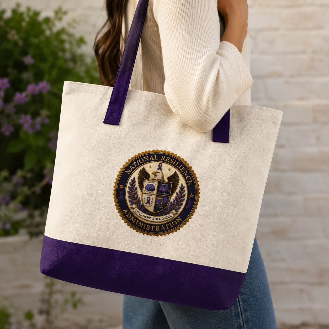 National Resilience Administration Canvas Tote Bag | Epilepsy Awareness Zippered Carryall