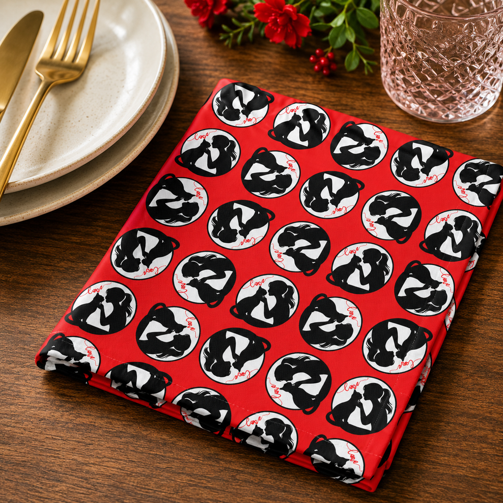 Love & Whiskers Cotton Twill Napkin | Cat Lover Table Linen