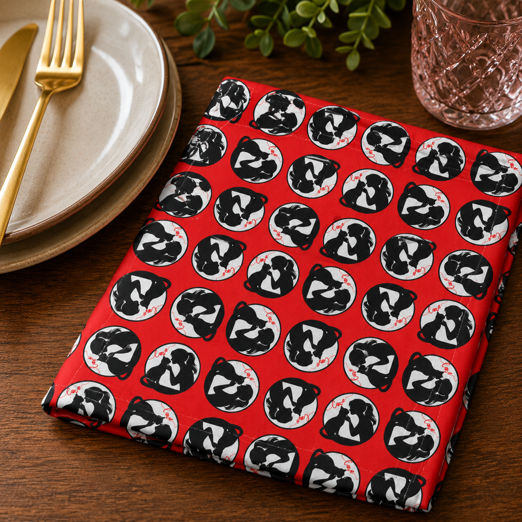 Love & Whiskers Cotton Twill Napkin | Cat Lover Table Linen