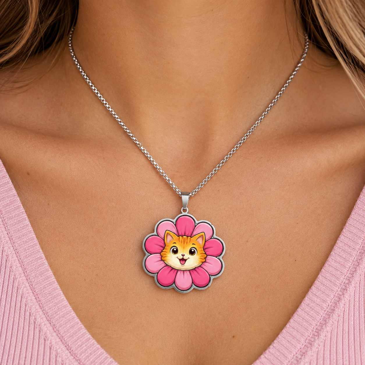 Blooming Menace Cat Flower Necklace | Cute Floral Chaos Pendant