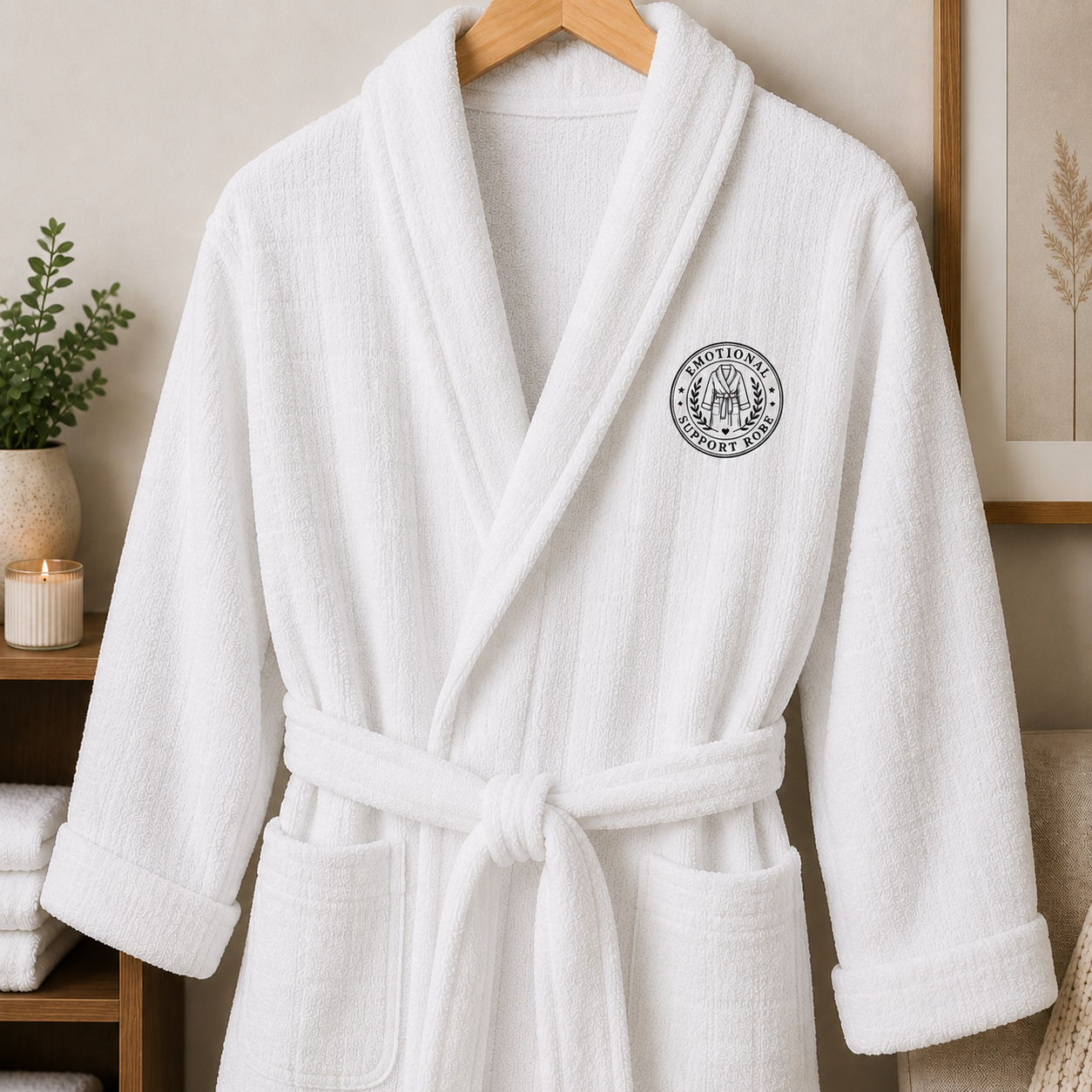 Emotional Support Robe | Embroidered Faux Seal Terry Cloth Bathrobe