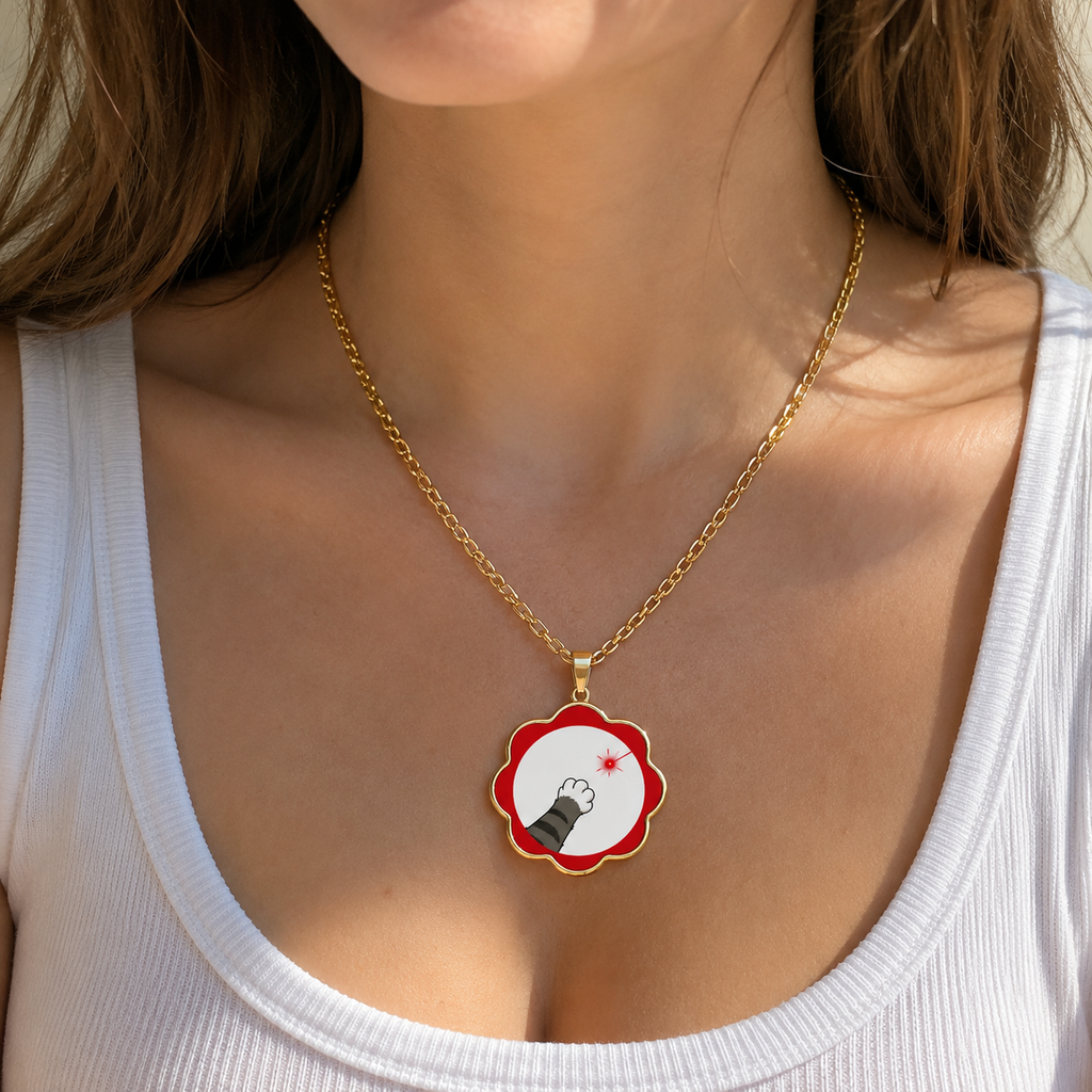 Laser Dot Conspiracy Cat Necklace | Funny Cat Paw Pendant