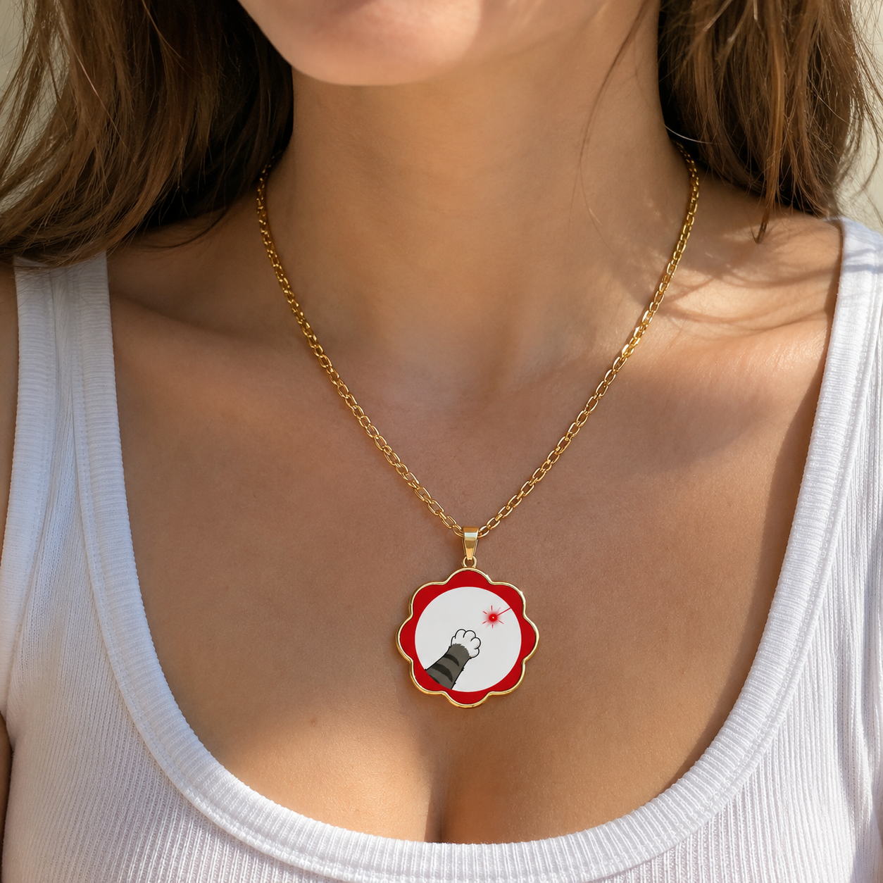 Laser Dot Conspiracy Cat Necklace | Funny Cat Paw Pendant