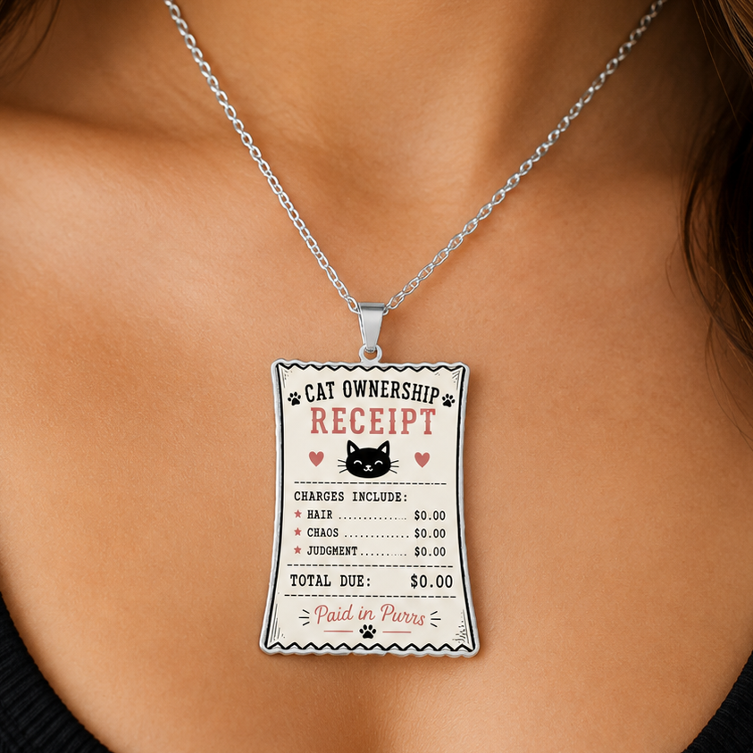 Cat Ownership Receipt Necklace | Paid in Purrs Jewelry