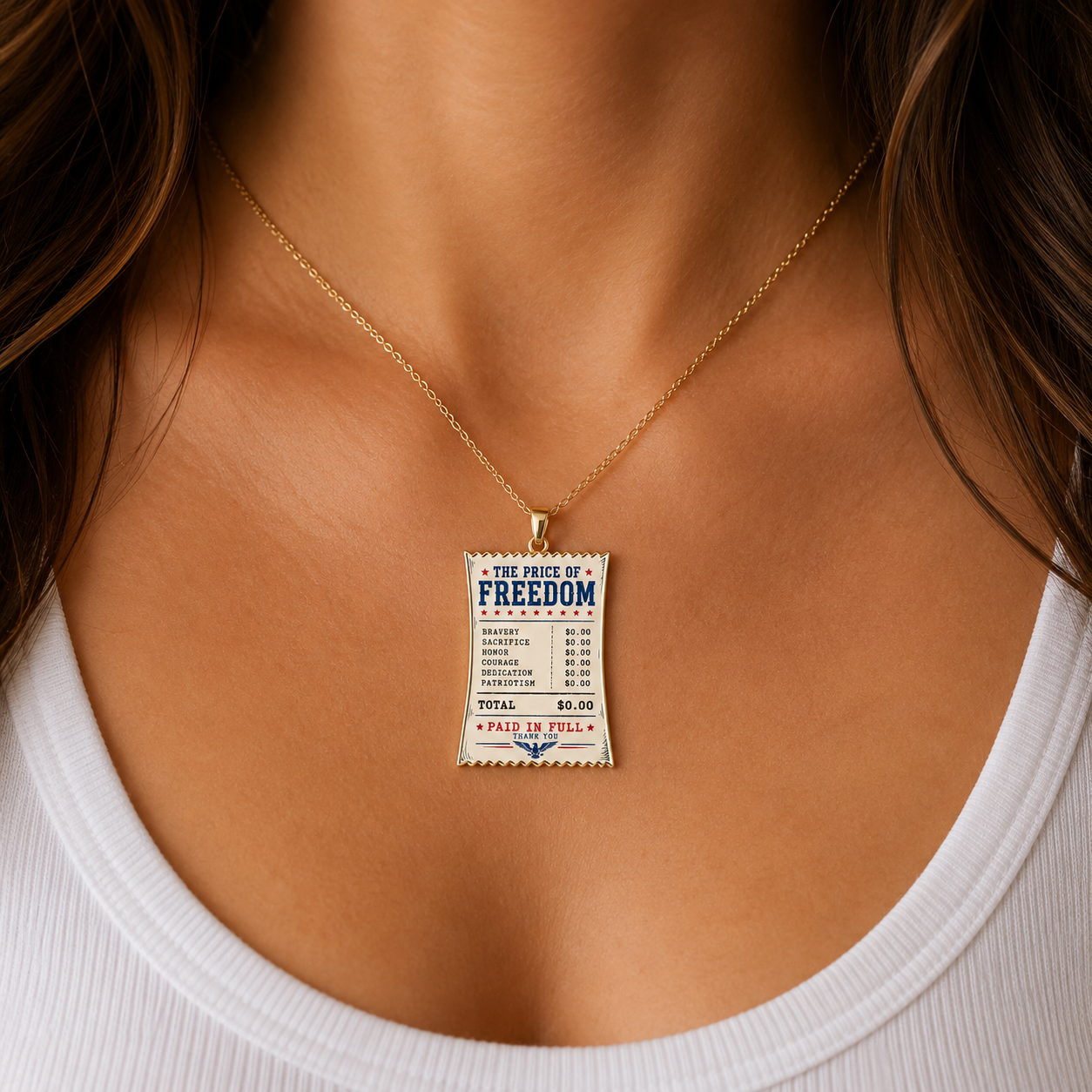 Price of Freedom Receipt Necklace | Paid in Full Americana Jewelry
