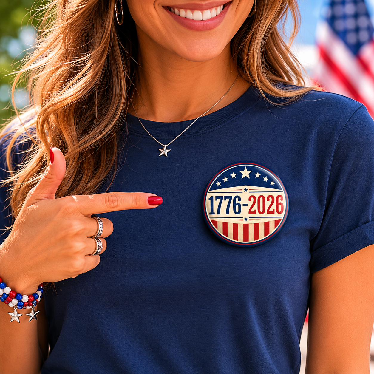 1776–2026 USA Patriotic Anniversary Pinback Button