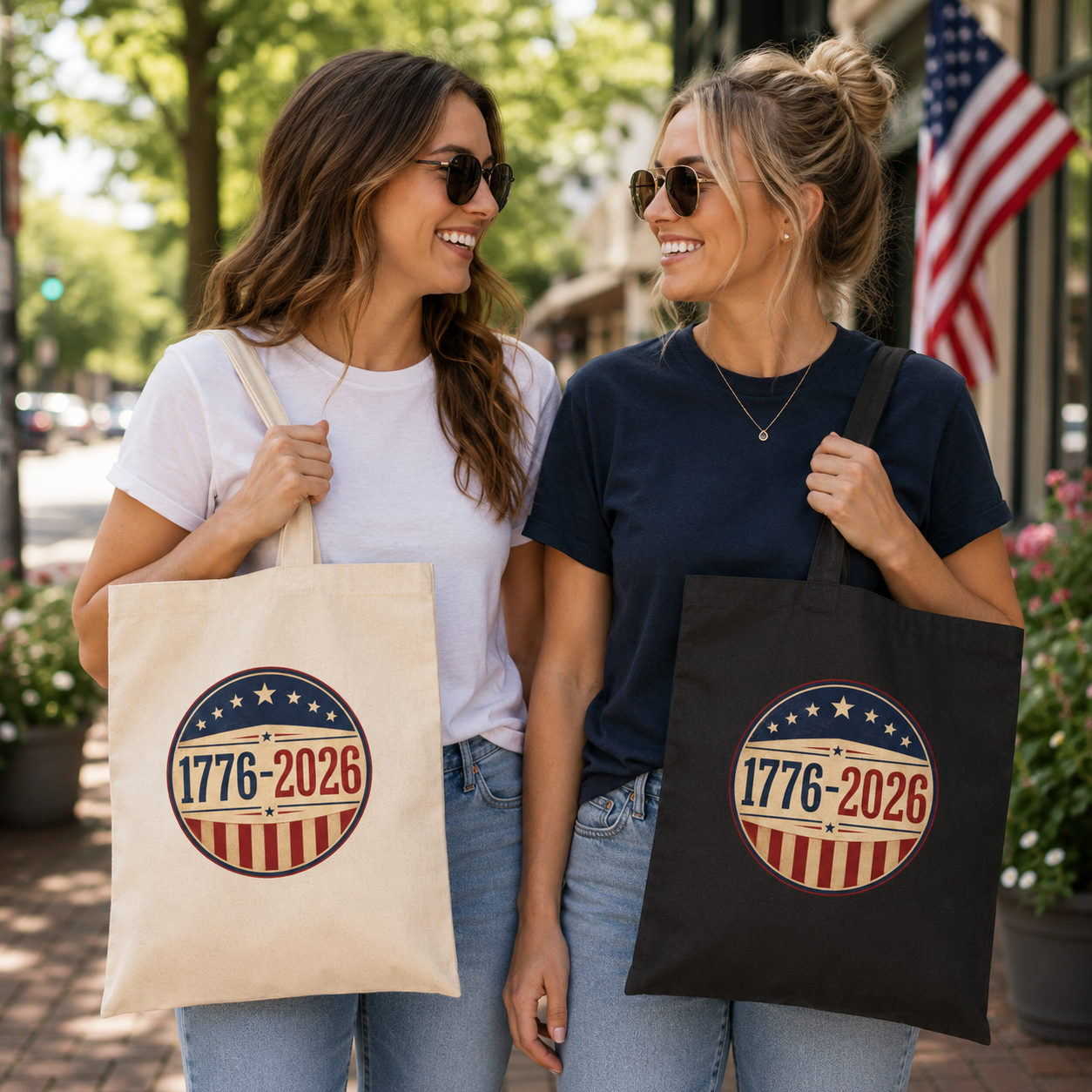1776–2026 America Anniversary Canvas Tote Bag | Patriotic USA Carryall