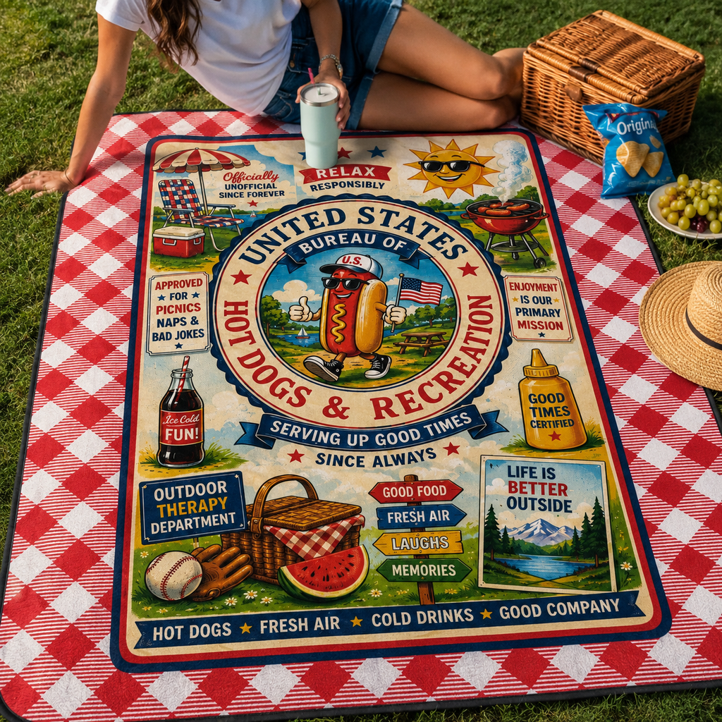 United States Bureau of Hot Dogs & Recreation Picnic Blanket