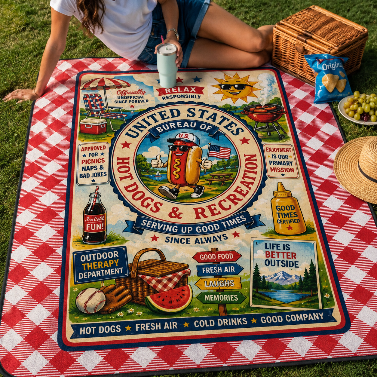 United States Bureau of Hot Dogs & Recreation Picnic Blanket