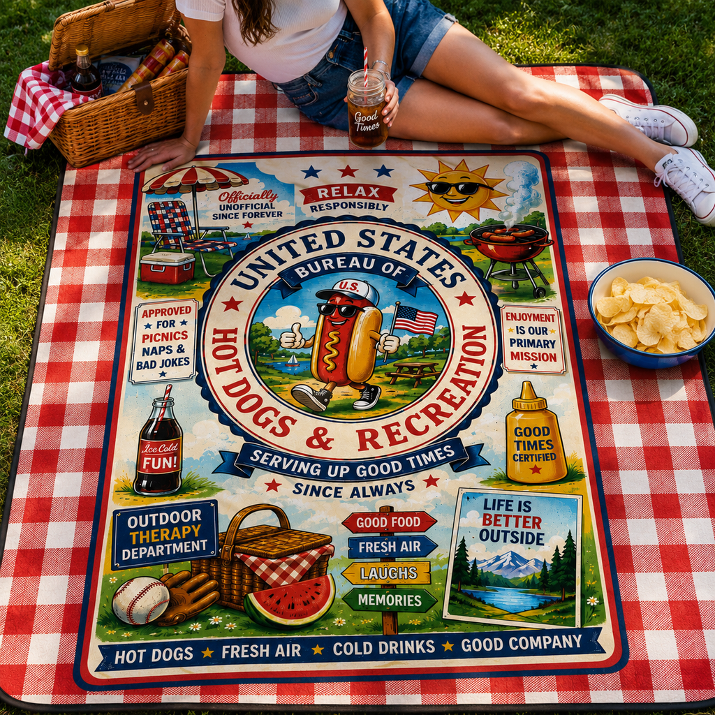 United States Bureau of Hot Dogs & Recreation Picnic Blanket
