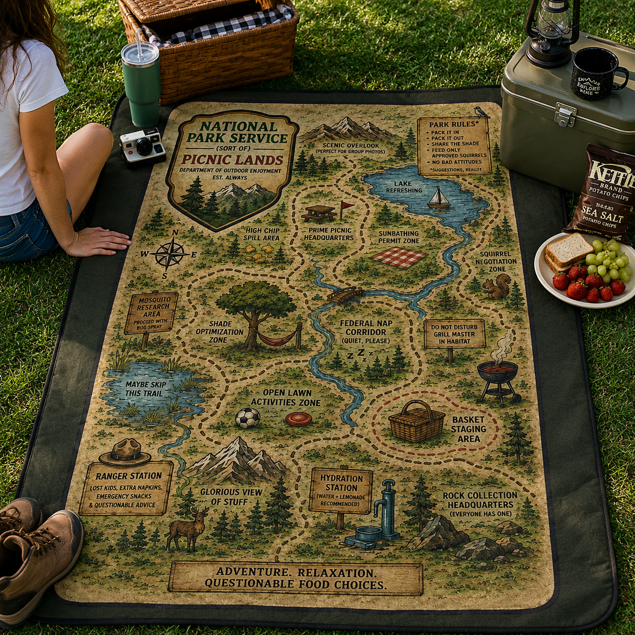 National Park Service (Sort Of) Picnic Lands Blanket | Funny Americana