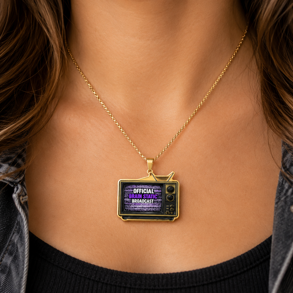 Official Brain Static Broadcast Retro TV Necklace | Epilepsy Awareness Pendant