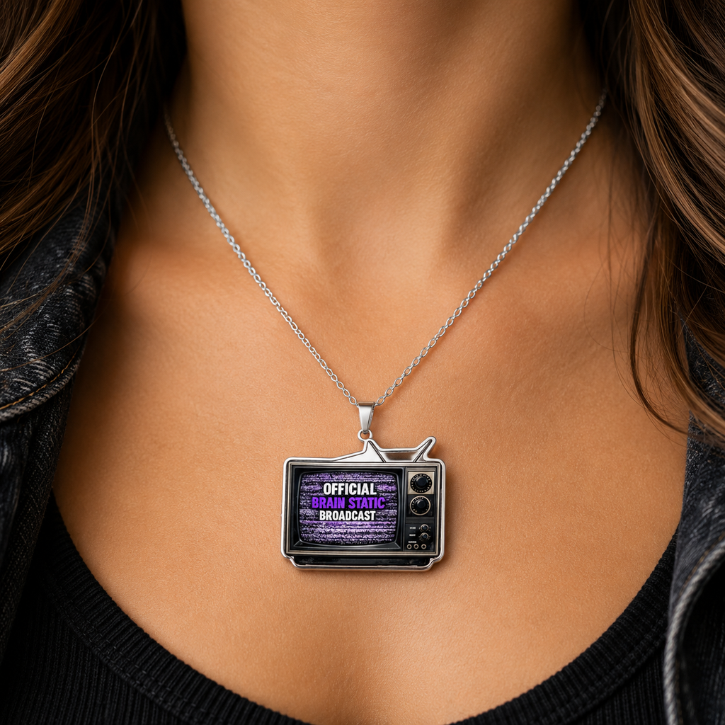 Official Brain Static Broadcast Retro TV Necklace | Epilepsy Awareness Pendant