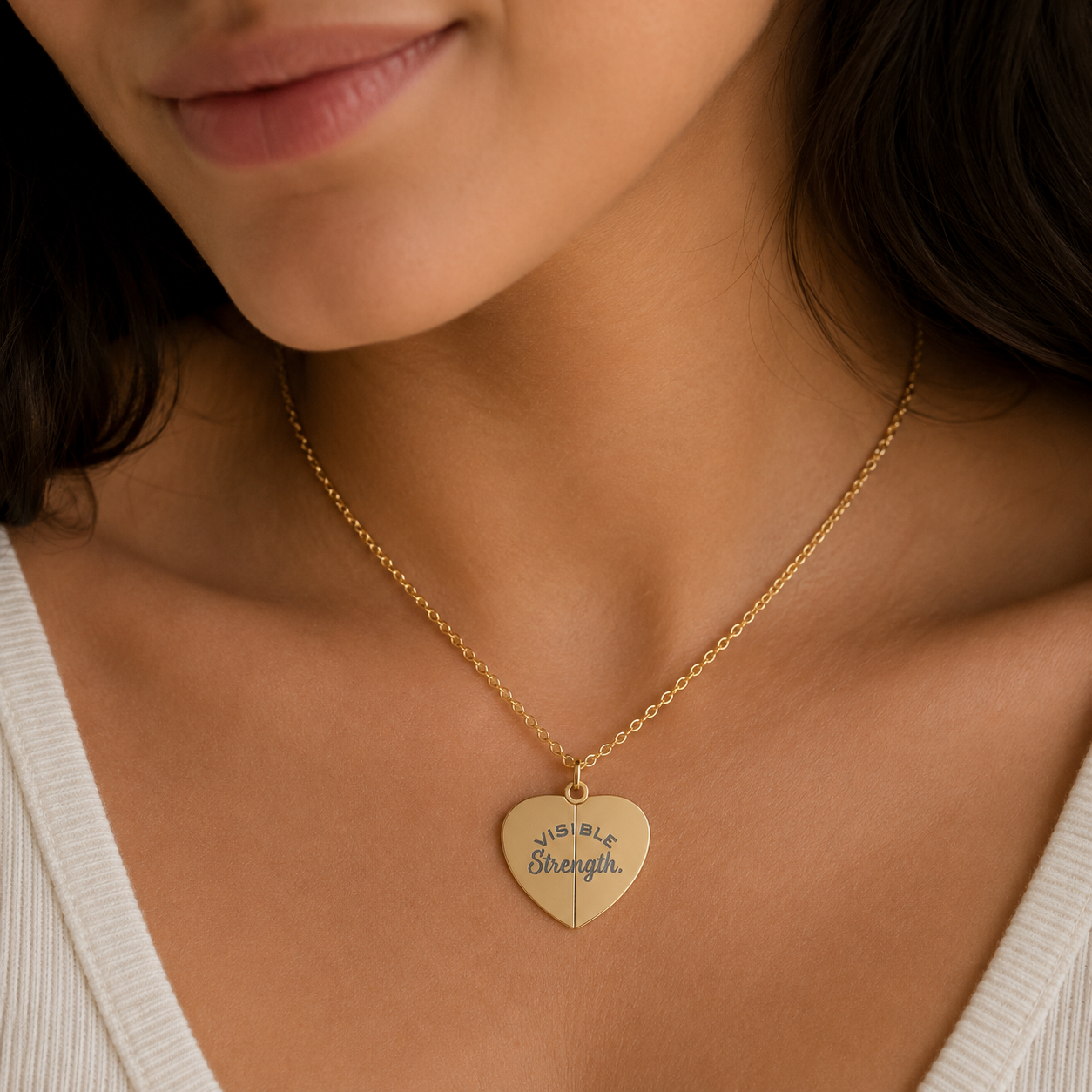 Visible Strength Hidden Message Heart Necklace | Invisible Battles