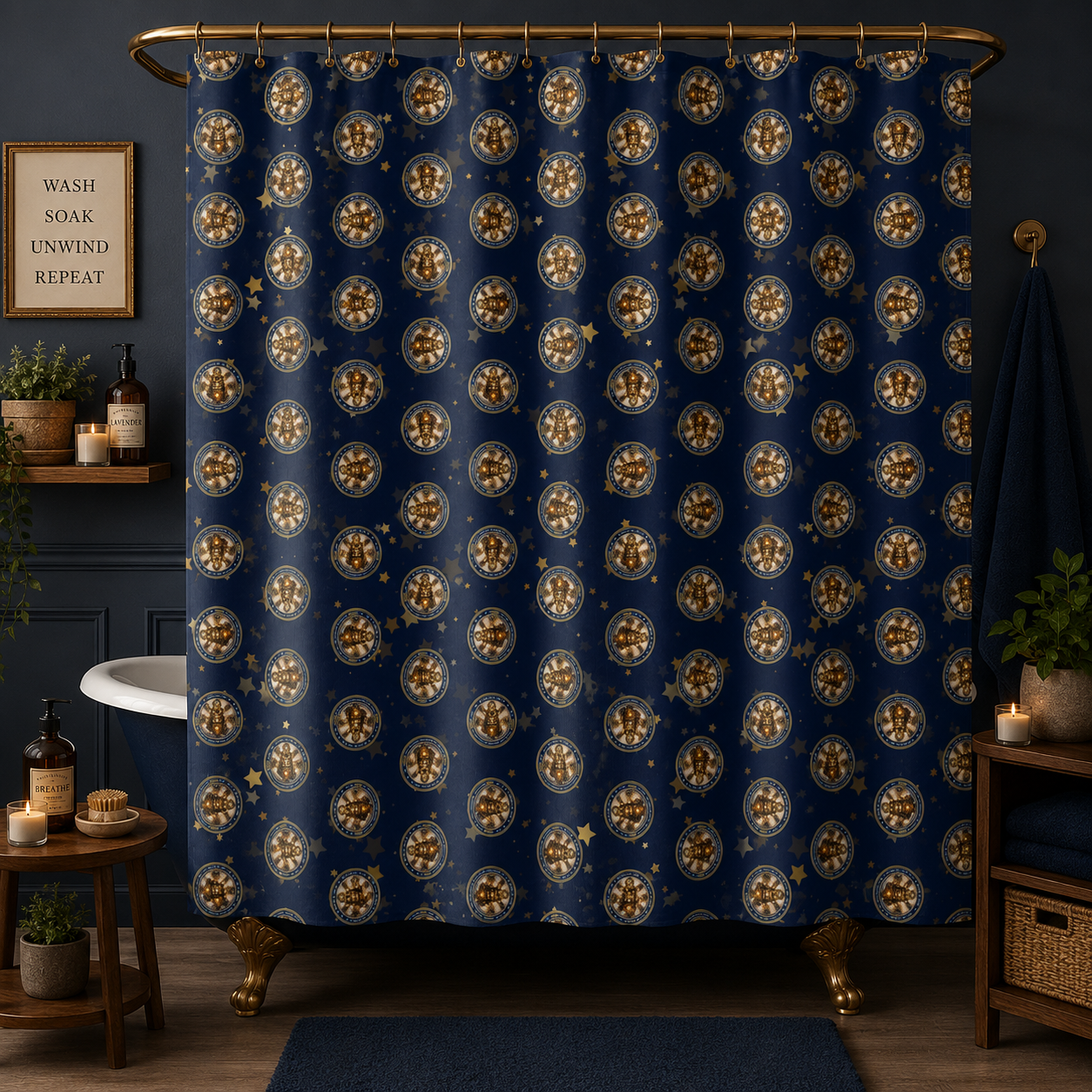 Bureau of Steam & Emotional Regulation Shower Curtain | Celestial Pattern