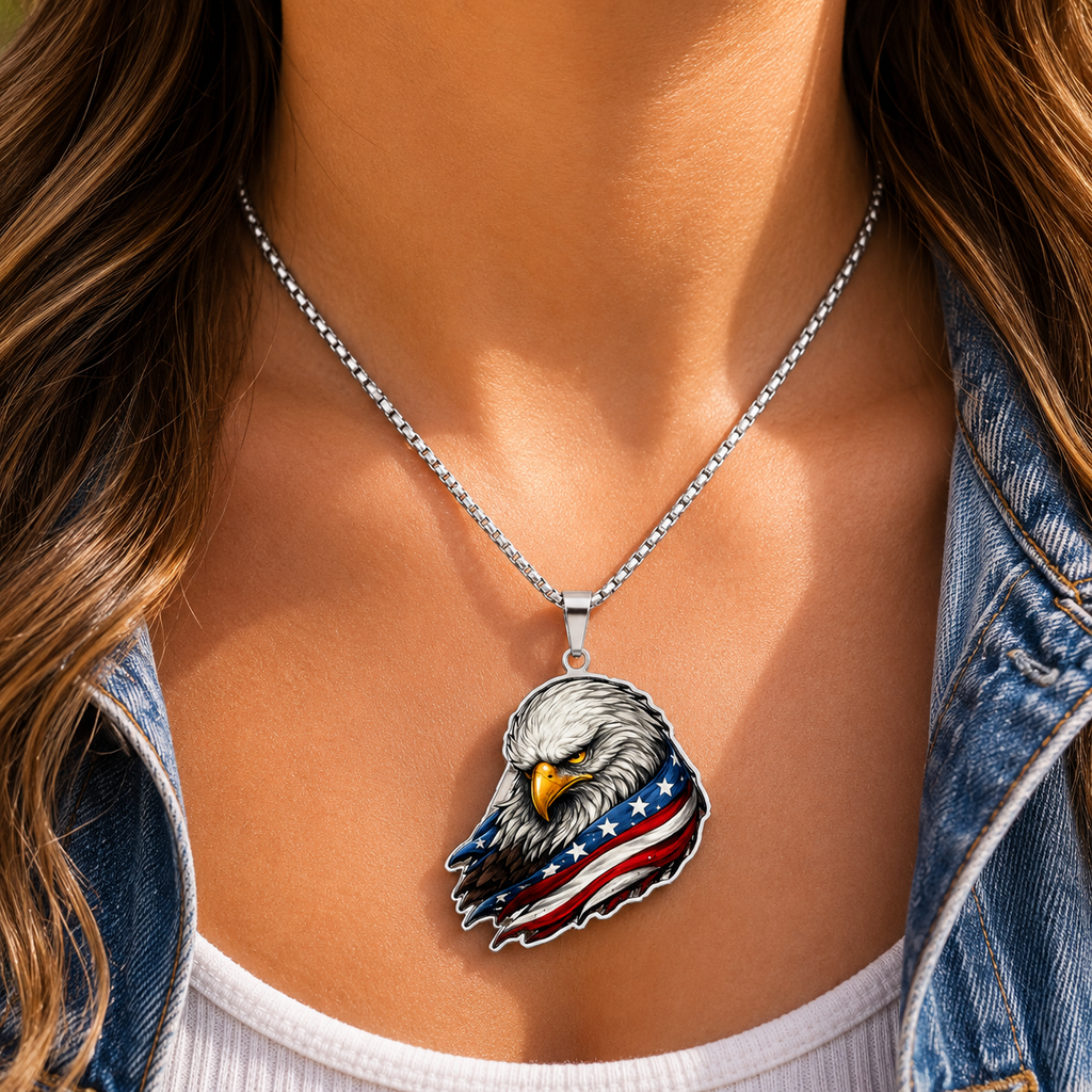 Weathered Wings, Steady Heart Eagle Pendant Necklace