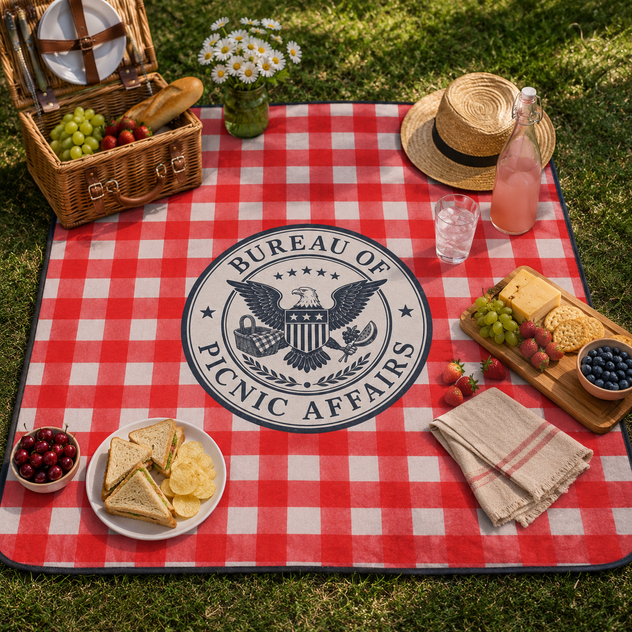 Bureau of Picnic Affairs Picnic Blanket | Red Gingham Fleece Throw