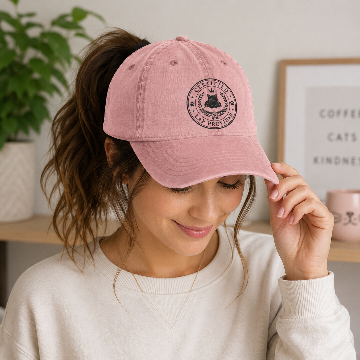 Certified Lap Provider Women's Ponytail Hat | Funny Cat Lover Cap