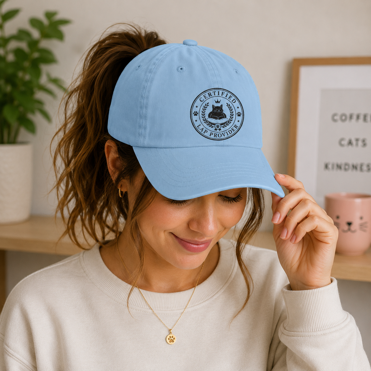 Certified Lap Provider Women's Ponytail Hat | Funny Cat Lover Cap