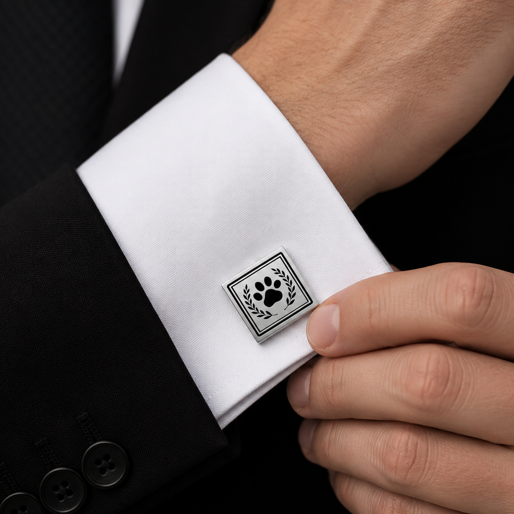 Silent Supervision Division Gold Cat Paw Cufflinks | Formal Cat Lover Accessories