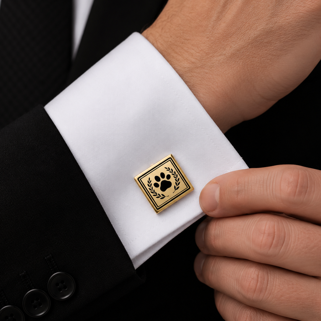 Silent Supervision Division Gold Cat Paw Cufflinks | Formal Cat Lover Accessories