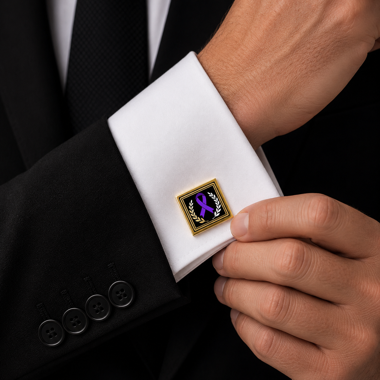 Purple Ribbon Awareness Cufflinks | Epilepsy Awareness Formal Accessories