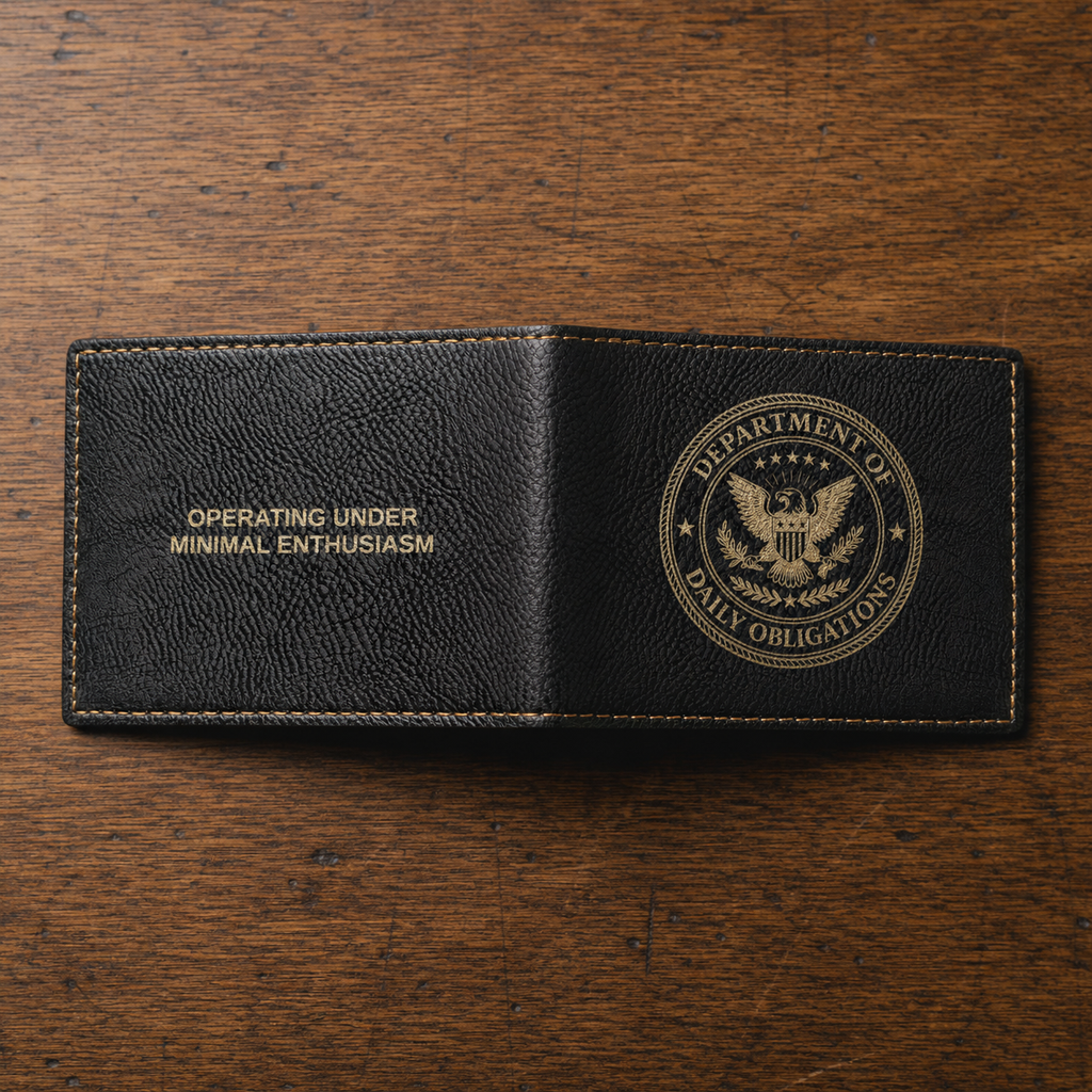 Department of Daily Obligations RFID Wallet | Operating Under Minimal Enthusiasm Bifold Wallet