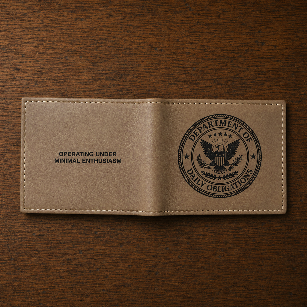Department of Daily Obligations RFID Wallet | Operating Under Minimal Enthusiasm Bifold Wallet