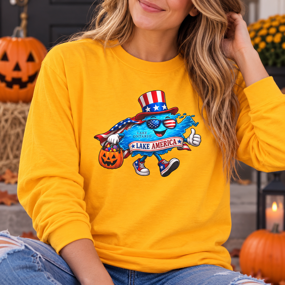 Lake Ontario Dressed as Lake America Halloween Unisex Long Sleeve Tee