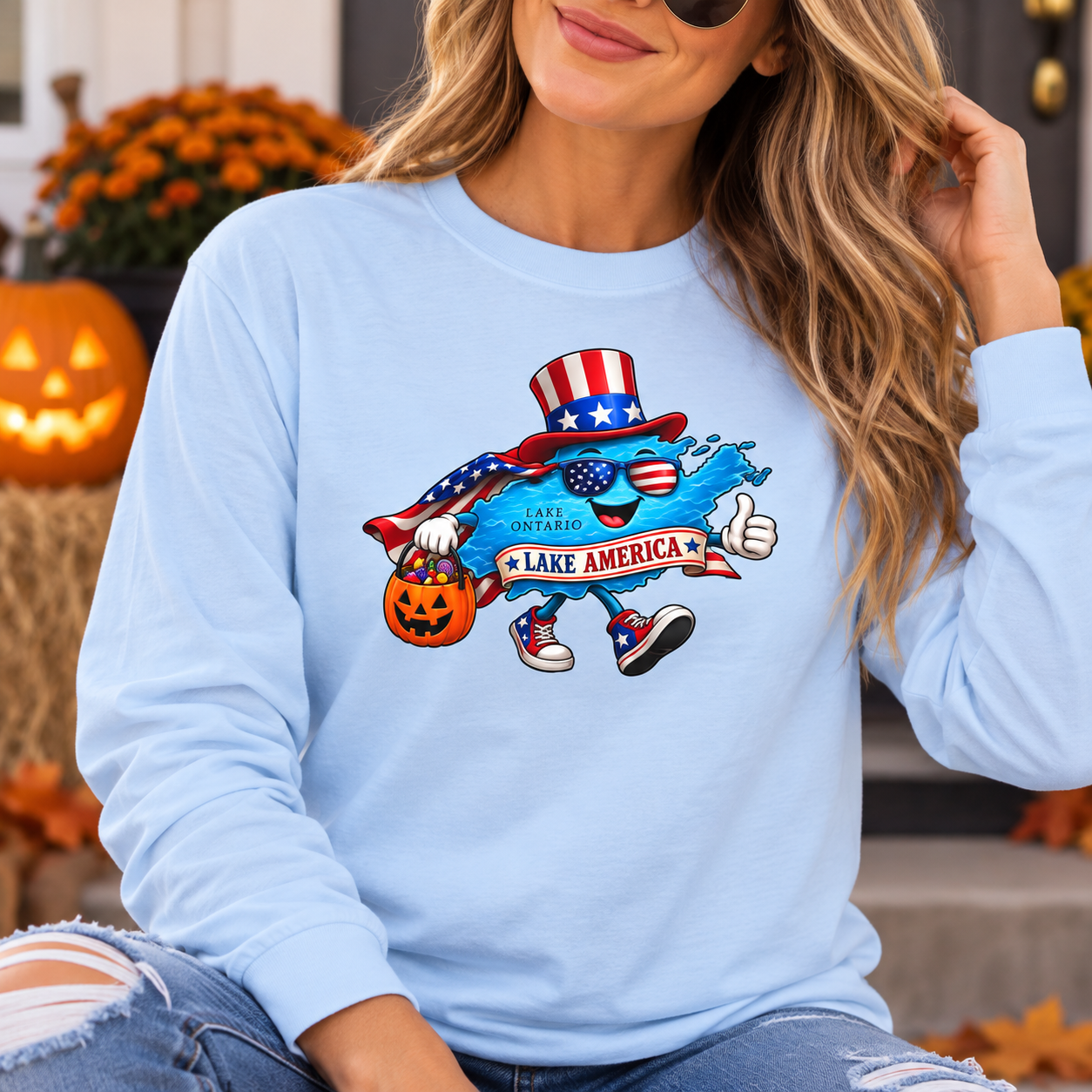 Lake Ontario Dressed as Lake America Halloween Unisex Long Sleeve Tee