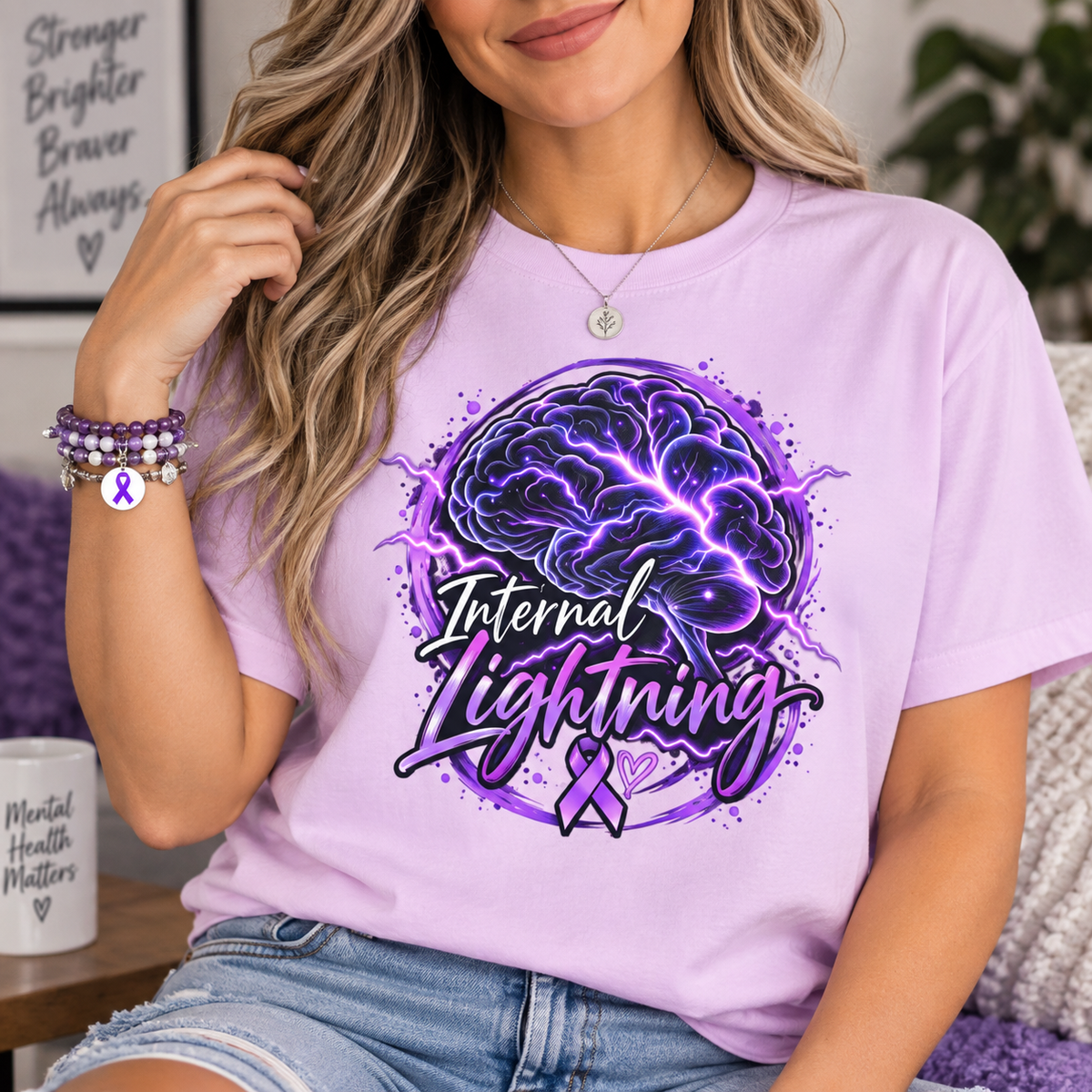 Internal Lightning Epilepsy Awareness Garment-Dyed T-Shirt