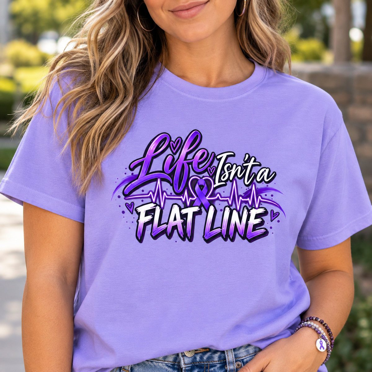 Life Isn’t a Flat Line Epilepsy Awareness Garment-Dyed T-Shirt