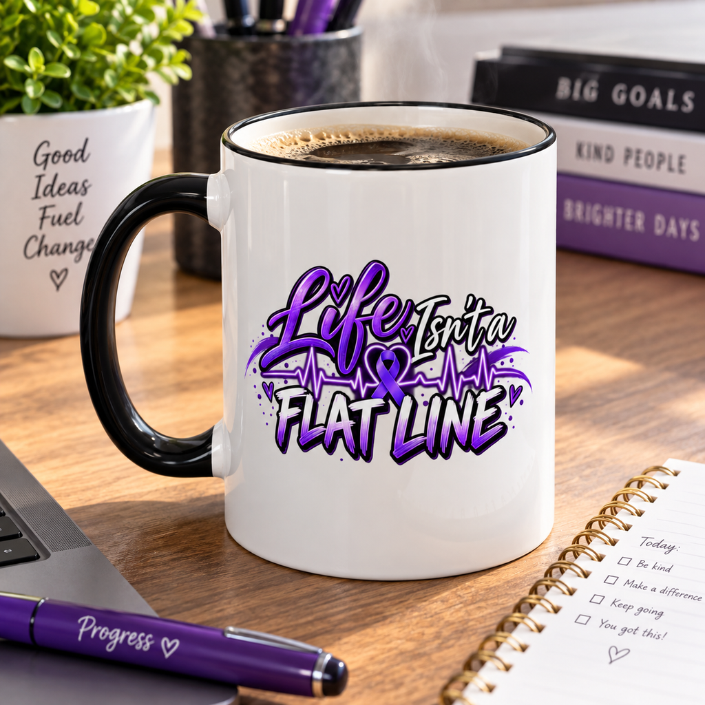 Life Isn’t a Flat Line Epilepsy Awareness Accent Mug — 11/15oz