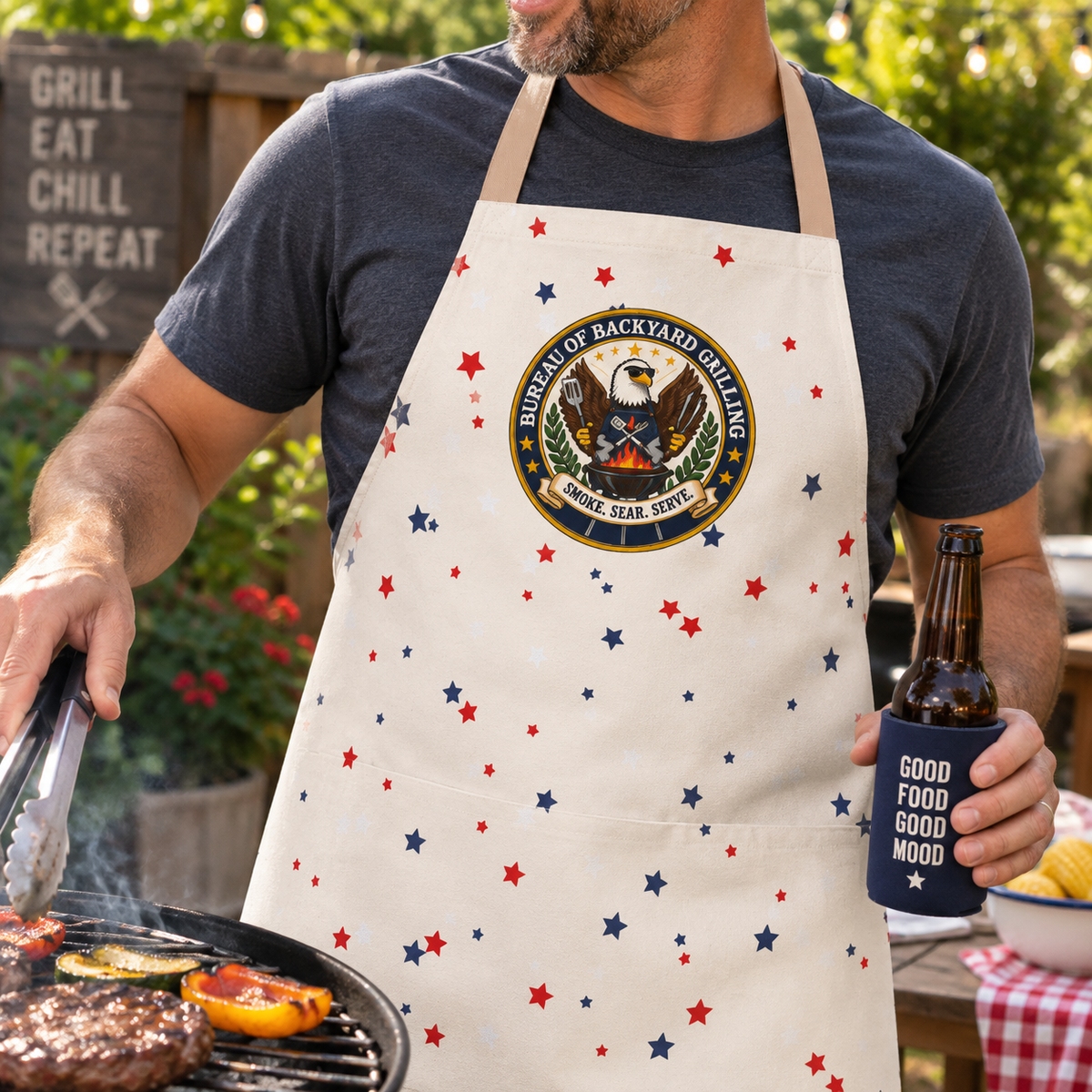 Bureau of Backyard Grilling Patriotic Apron