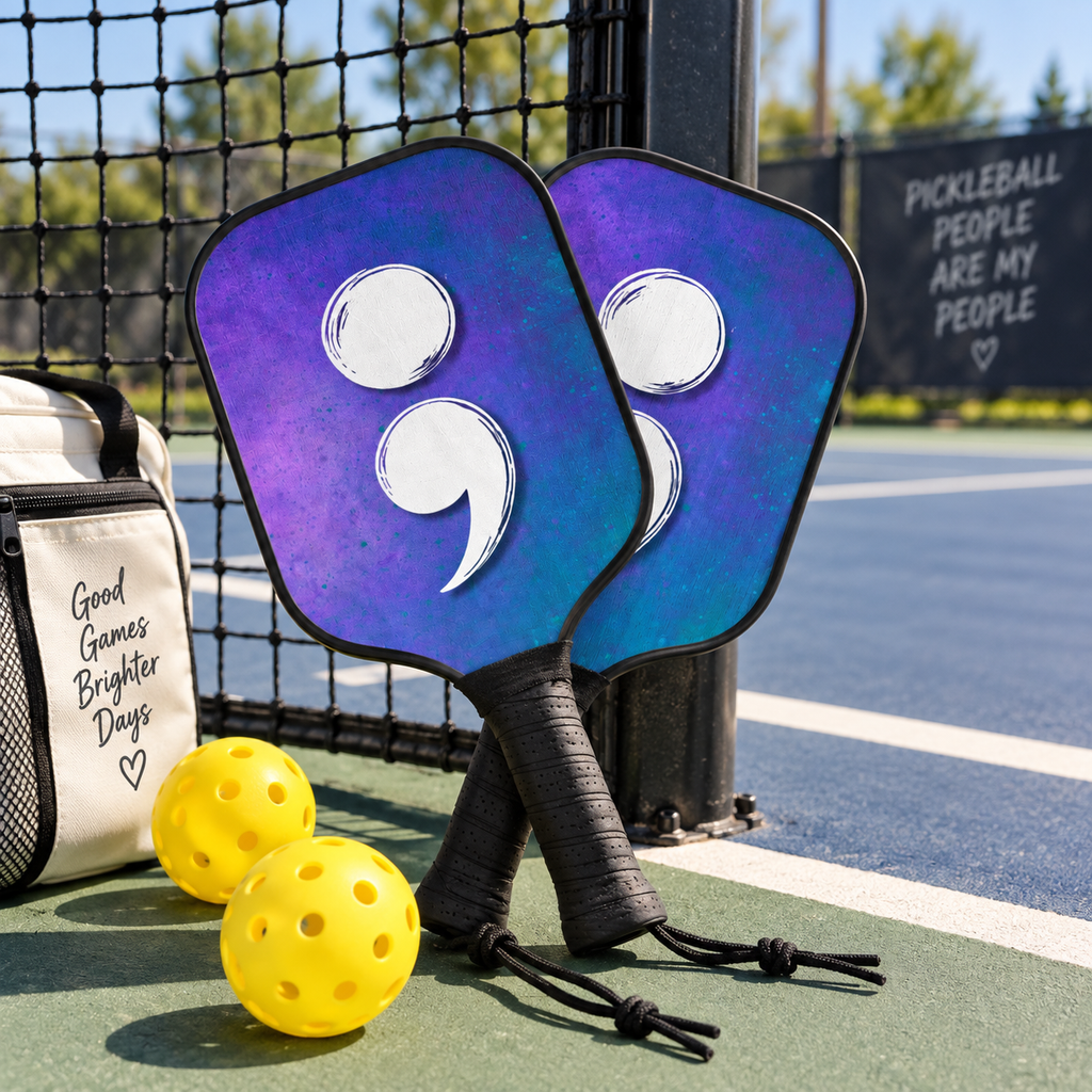 Semicolon Suicide Awareness Pickleball Paddle Set