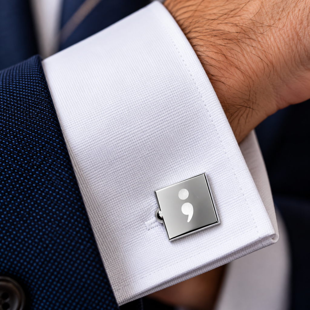 Semicolon Suicide Awareness Engraved Cufflinks