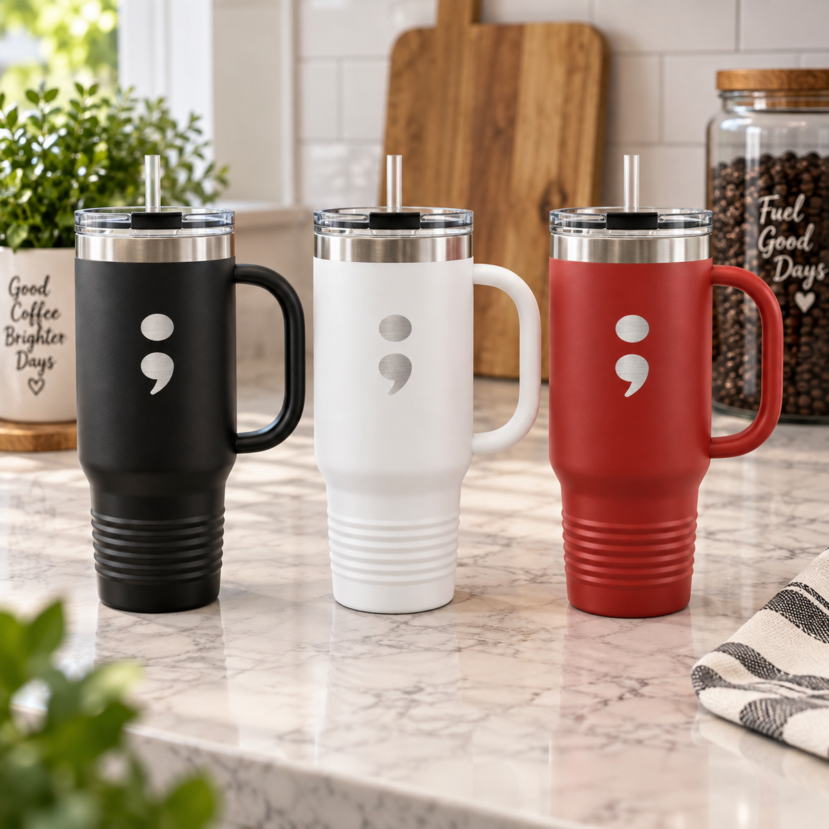 Semicolon Suicide Awareness 40 oz Insulated Travel Mug