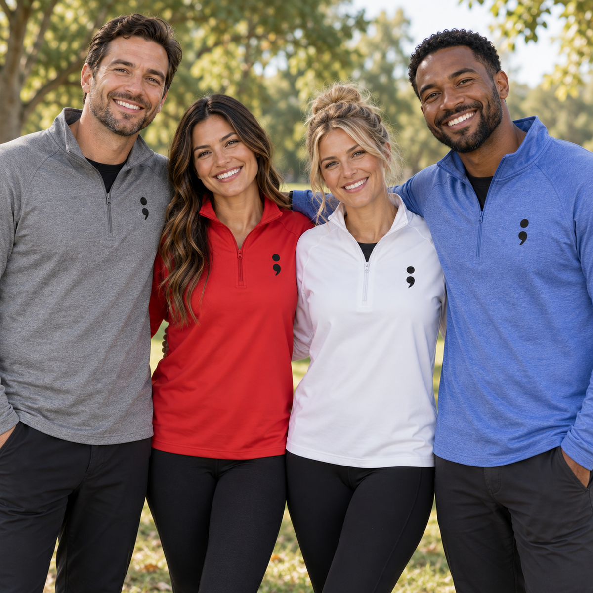 Semicolon Suicide Awareness Embroidered Quarter-Zip Pullover