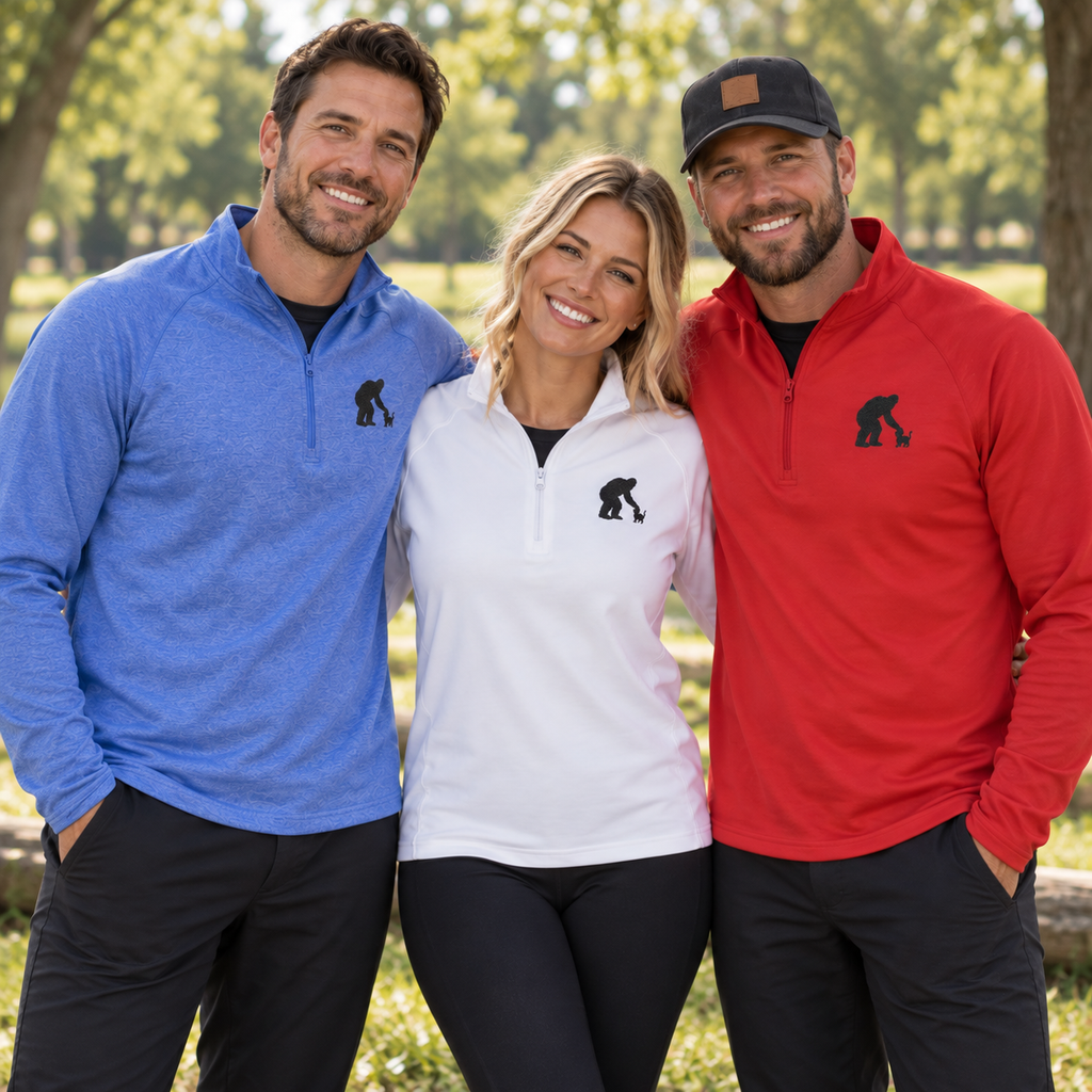 Bigfoot & Cat Embroidered Quarter-Zip Pullover | Sasquatch Cat Shirt