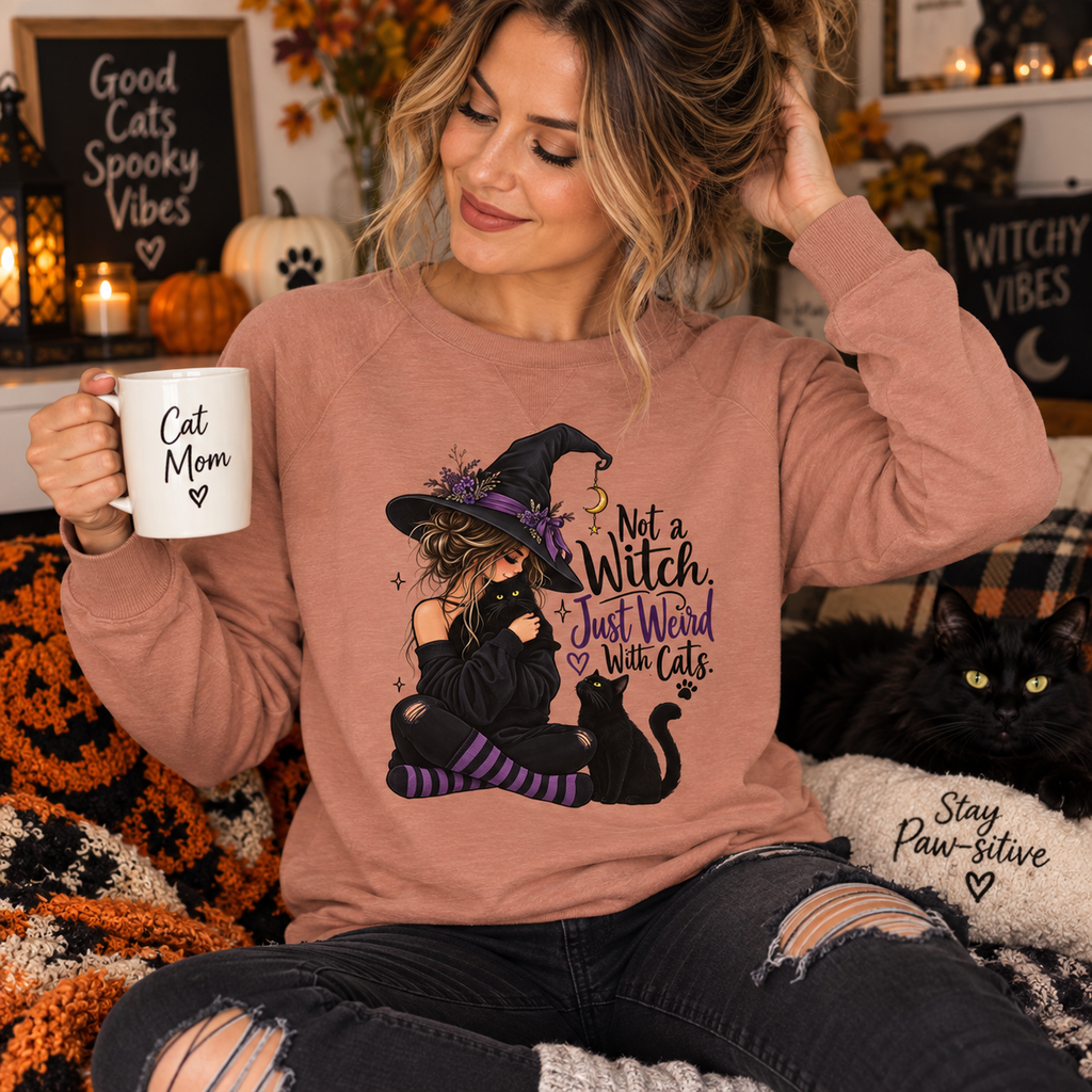 Not a Witch, Just Weird With Cats Women’s Halloween Sweatshirt